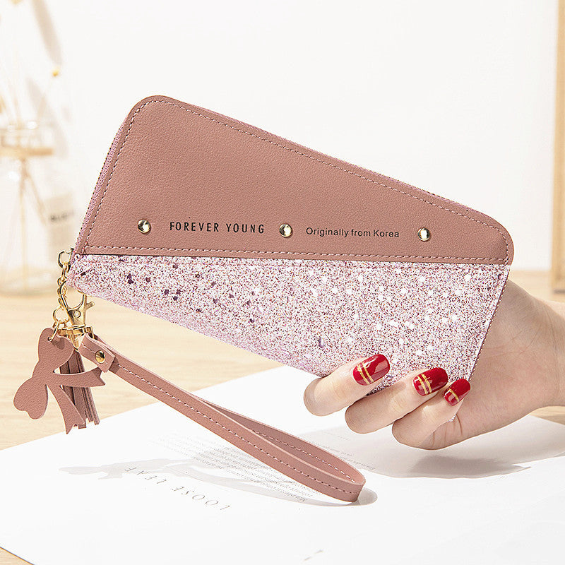 Wholesale Splicing Contrasting Tassel PU Wallet
